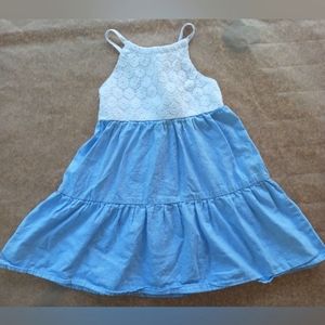 White lace top light denim like skirt dress